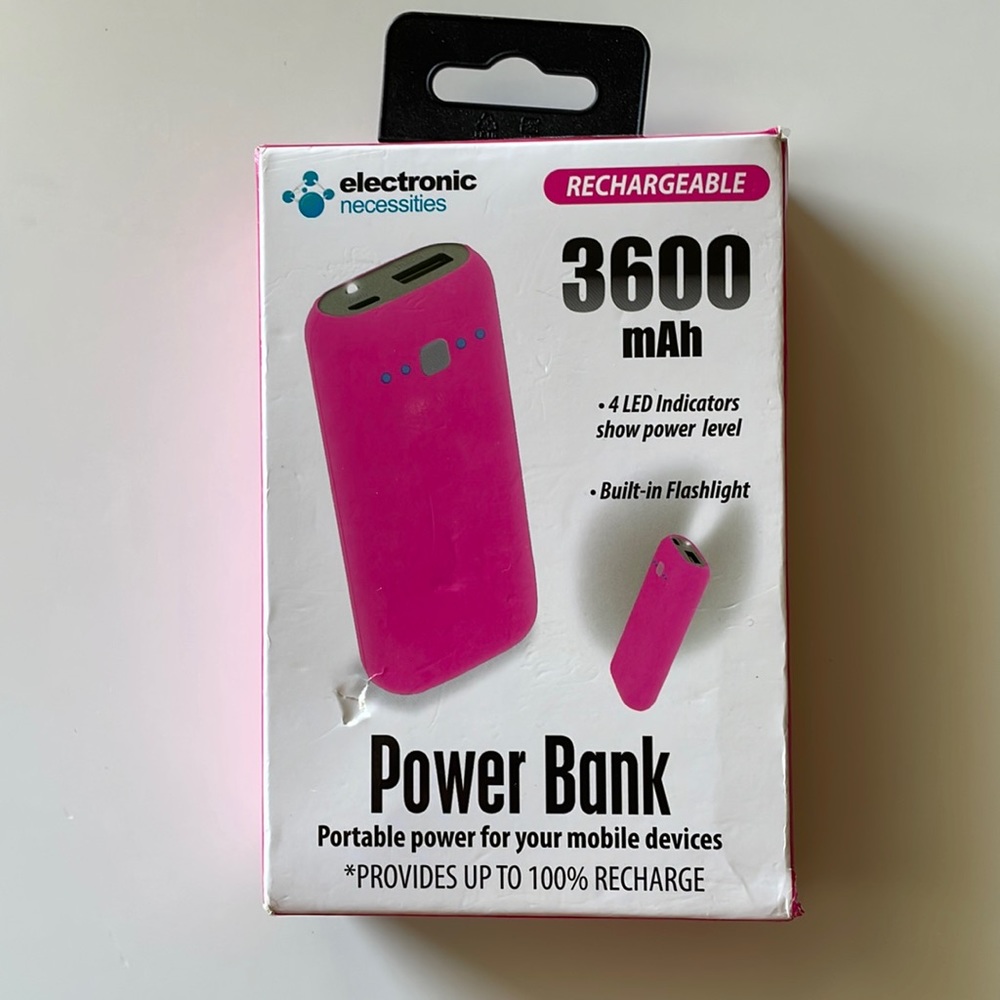 Rechargeable Power Bank 3600 mAh - Pink
